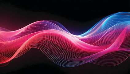 Colorful smooth wave lines Wave element black background Designed with a material that has a surface similar to a translucent frosted coating with a soft but luxurious texture. With translucent proper