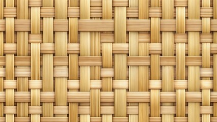 A close-up view of a woven wicker basket with a natural wood finish