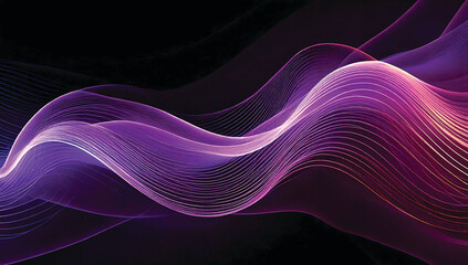 Colorful smooth wave lines Wave element black background Designed with a material that has a surface similar to a translucent frosted coating with a soft but luxurious texture. With translucent proper