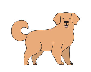 Cute minimalistic dog. Beige adorable lapdog. Cute domestic animal and pet. Puppy of luxury breed. Furry mammal. Template and layout. Linear vector