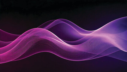 Colorful smooth wave lines Wave element black background Designed with a material that has a surface similar to a translucent frosted coating with a soft but luxurious texture. With translucent proper