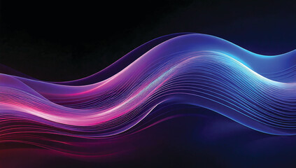 Colorful smooth wave lines Wave element black background Designed with a material that has a surface similar to a translucent frosted coating with a soft but luxurious texture. With translucent proper