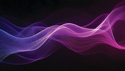 Colorful smooth wave lines Wave element black background Designed with a material that has a surface similar to a translucent frosted coating with a soft but luxurious texture. With translucent proper