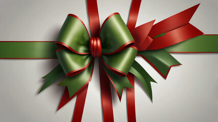 Cheerful Christmas Bow with Green and Red Ribbons