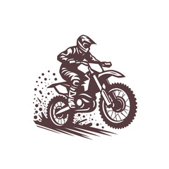 Motocross biker riding a dirt bike. isolated vector illustration