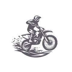 Motocross biker riding a dirt bike. isolated vector illustration