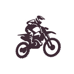 Motocross biker riding a dirt bike. isolated vector illustration