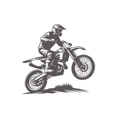 Motocross biker riding a dirt bike. isolated vector illustration
