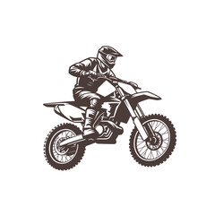 Motocross biker riding a dirt bike. isolated vector illustration