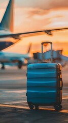 Fototapeta premium suitcase against the background of an airplane.