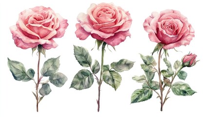Elegant Watercolor Roses Bouquet for Art Lovers