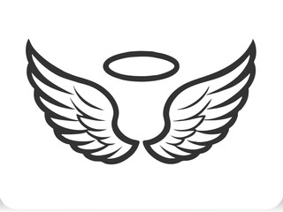 Minimalist Angel Wings and Halo Vector for Spiritual and Memorial Logos.