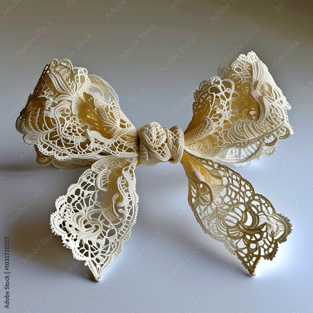 Poster Delicate lace bow crafted with intricate patterns on a smooth background