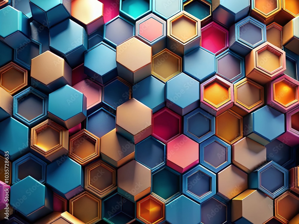 Aufkleber geometric abstract cube and hexagon shape background in rule of thirds for modern design projects