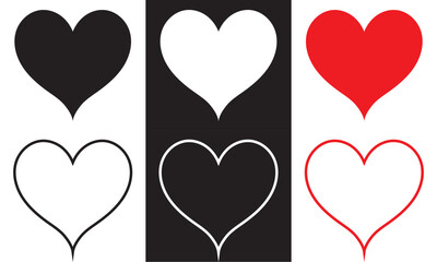 Heart  icon set.  Vector illustration isolated on white and black background. EPS 10