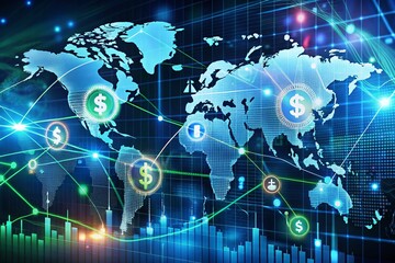 Fototapeta premium Global Finance in Motion: Currency, Markets, and Technology