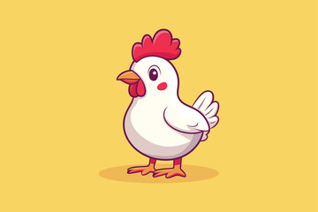 Cute chicken kawaii cartoon vector icon concept Isolated Flat Vector Illustration on color background 