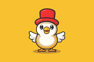 Cute chicken kawaii cartoon vector icon concept Isolated Flat Vector Illustration on color background 