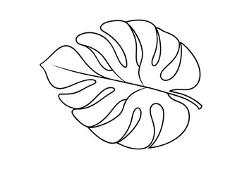 Continuous Line Drawing of a Monstera Leaf – Vector Nature Illustration
