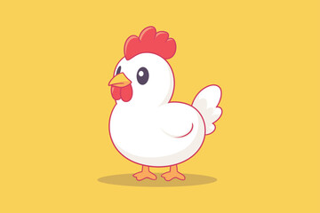 Cute chicken kawaii cartoon vector icon concept Isolated Flat Vector Illustration on color background 