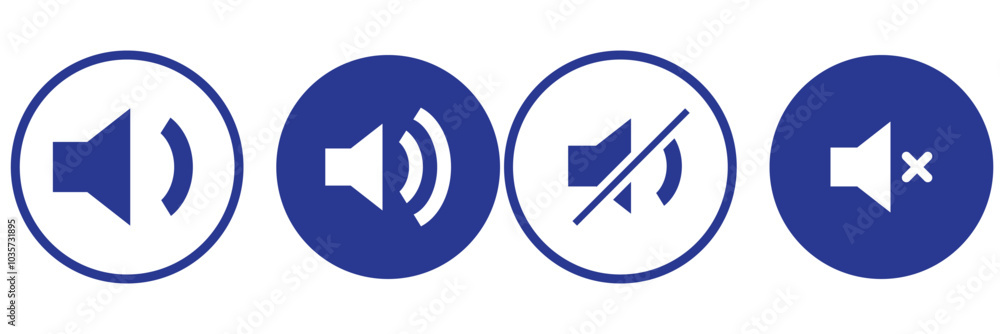 Poster speaker icon set. volume icon vector. loudspeaker icon vector. mute and unmute volume sound flat vec