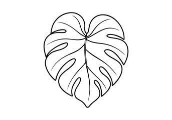 Continuous Line Drawing of a Monstera Leaf &ndash; Vector Nature Illustration