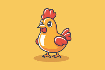 Cute chicken kawaii cartoon vector icon concept Isolated Flat Vector Illustration on color background 