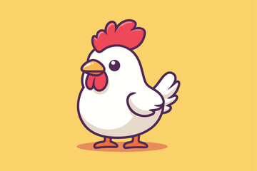Cute chicken kawaii cartoon vector icon concept Isolated Flat Vector Illustration on color background 