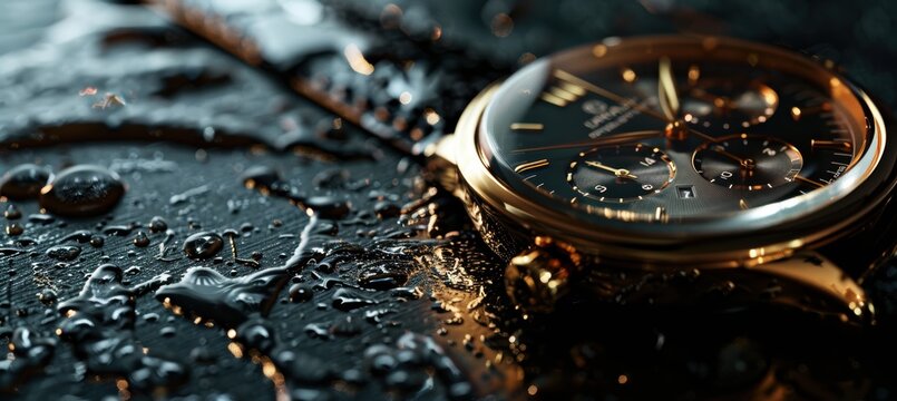 Luxury Watch Close-Up on Dark Textured Background for Premium Brand Designs