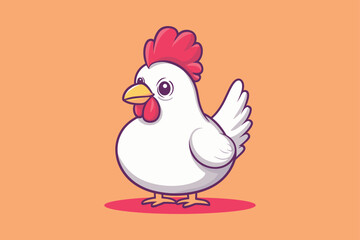 Cute chicken kawaii cartoon vector icon concept Isolated Flat Vector Illustration on color background 
