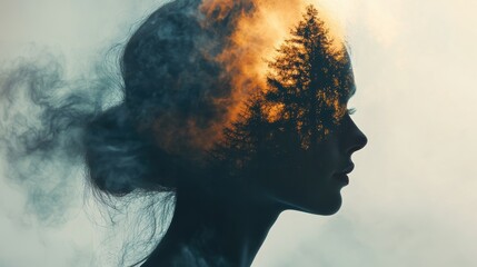 Artful Portrait with Nature and Dreamy Elements