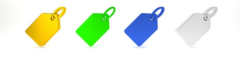 Colorful Blank label template price tag icon isolated on white background. Empty shopping discount sticker. Template discount banner. Minimalism concept. 3D render illustration