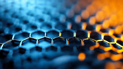 Obraz premium Innovative hexagonal patterns create stunning visual effect, showcasing latest advancements in material design. interplay of light and shadow adds depth and intrigue