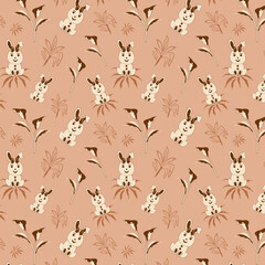 Cute Bunny seamless vector pattern