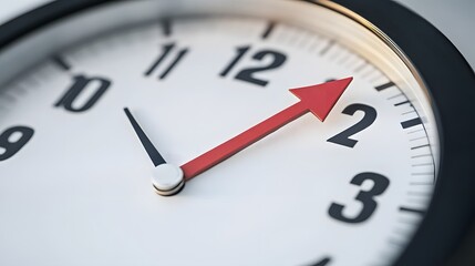 Close-up of an analog clock face showing the time as 2:00, emphasizing the hour hand's position and minute details.