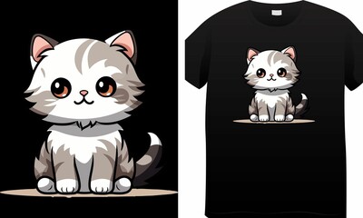 Obraz premium black and white cat t-shirt design