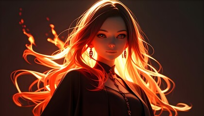 portrait of a girl with fire