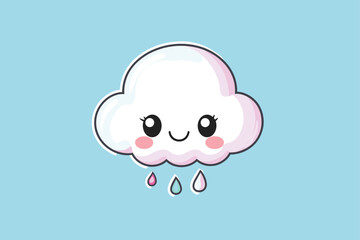 A cute graphic vector illustration of a cloud cartoon character on color background