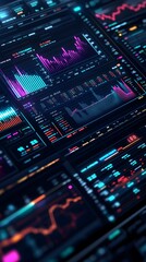 Obraz premium A digital finance dashboard displaying global stock market analysis