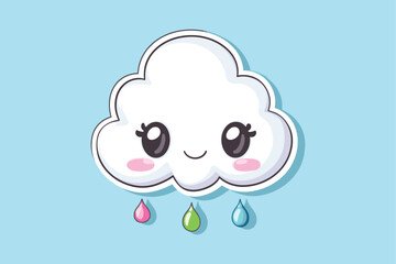 A cute graphic vector illustration of a cloud cartoon character on color background
