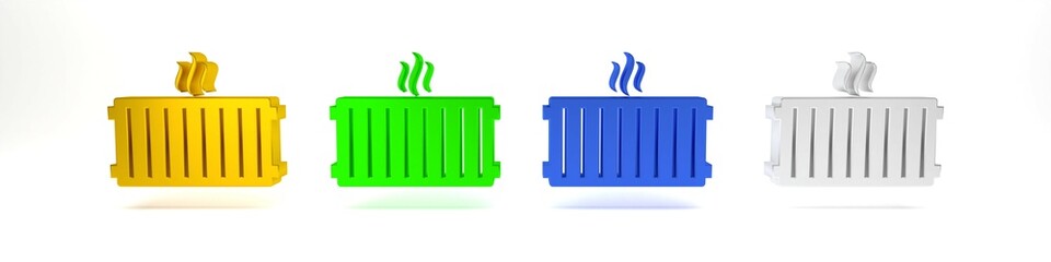 Colorful Heating radiator icon isolated on white background. Minimalism concept. 3D render illustration