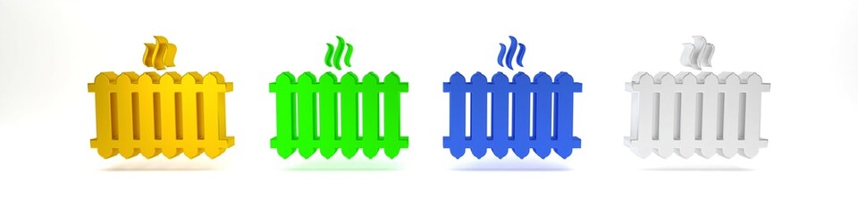 Colorful Heating radiator icon isolated on white background. Minimalism concept. 3D render illustration