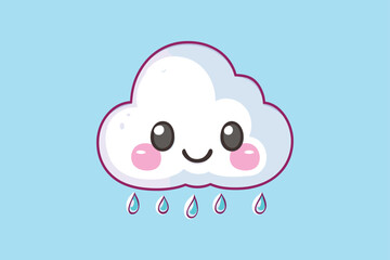 A cute graphic vector illustration of a cloud cartoon character on color background