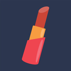 red lipstick in flat vector design.