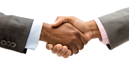 Handshake Signifying Business Success on Clear Background Generative AI