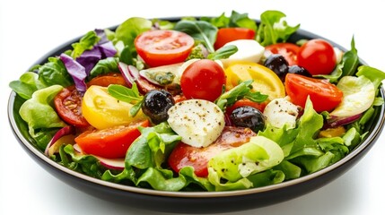Front view nicoise salad on white background isolated