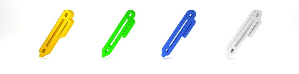 Colorful Pen line icon isolated on white background. Minimalism concept. 3D render illustration