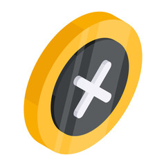 Conceptual flat isometric design icon of cross sign

