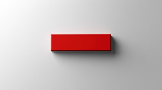 3D Red dash, minus symbol on white background.
