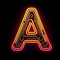 검은 배경, 알파벳 대문자 "A", 네온사인 (black background, Alphabet capital "A", neon sign)